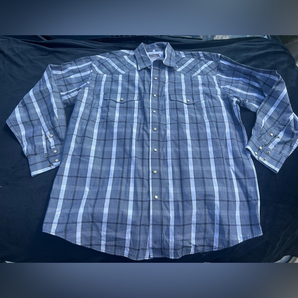 Resistol Ranch Paid Western Shirt with Pearl Snap Buttons Size Large